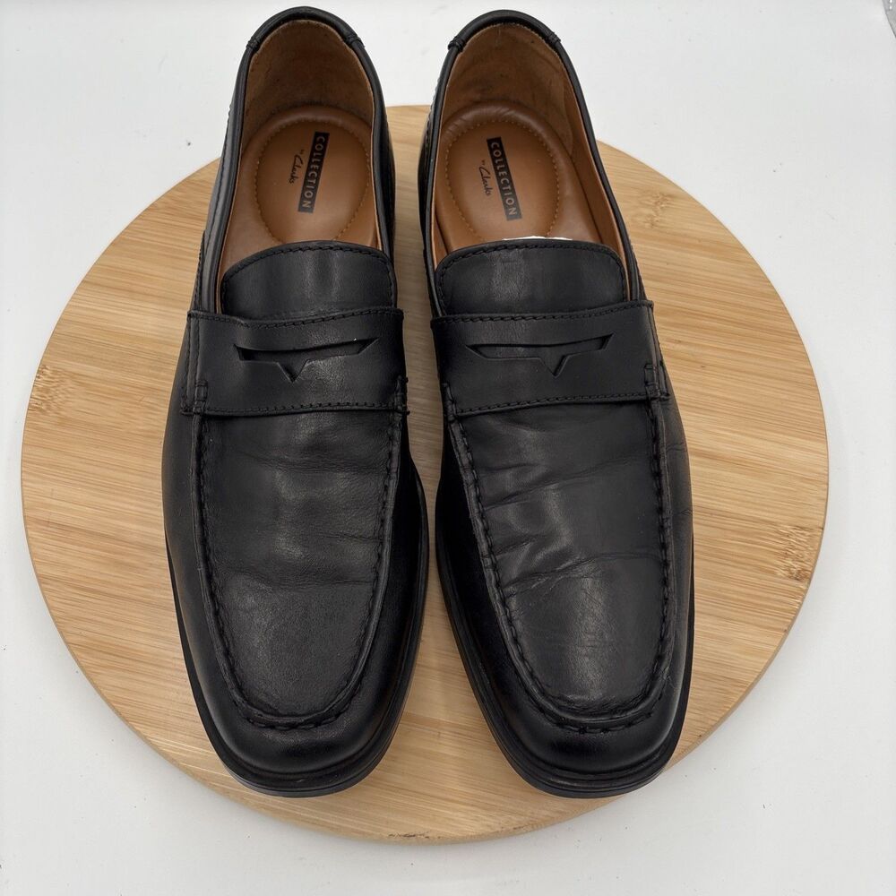 Clarks Collection Comfort Mens Black Slip On Penny Loafers US 9M Business Casual